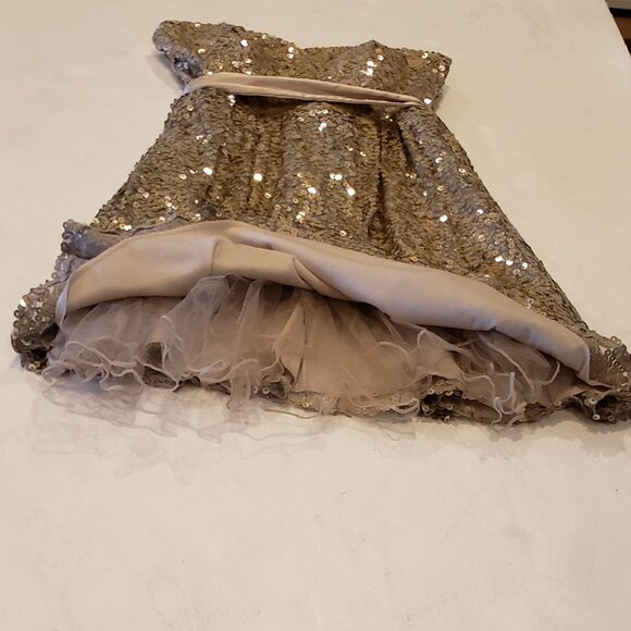 City Triangles Gold Sequin Fit and Flare Holiday Party Evening Dress - Picture 6 of 10